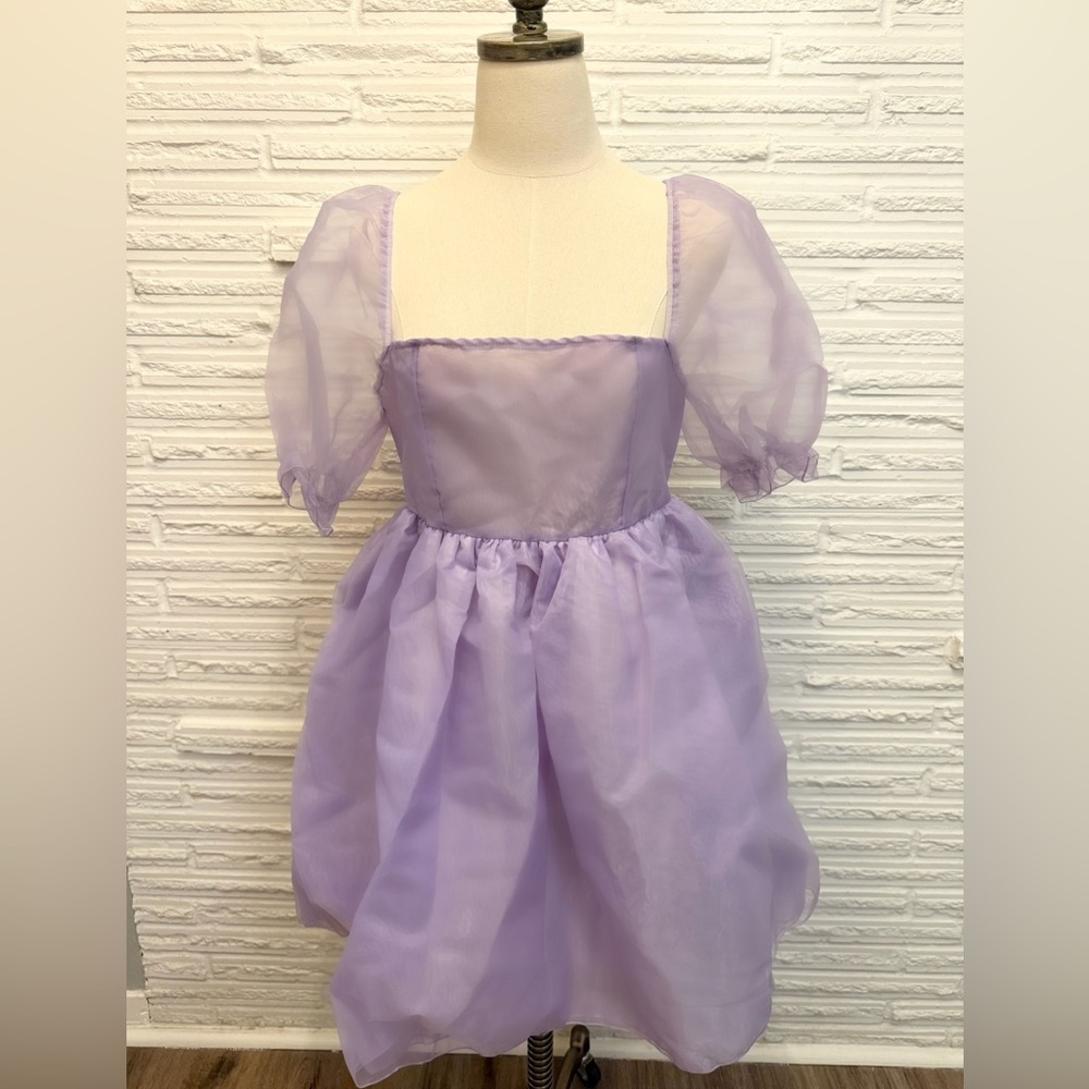 *NEW* Lavender Puff Sleeve Sheer Babydoll Dress
